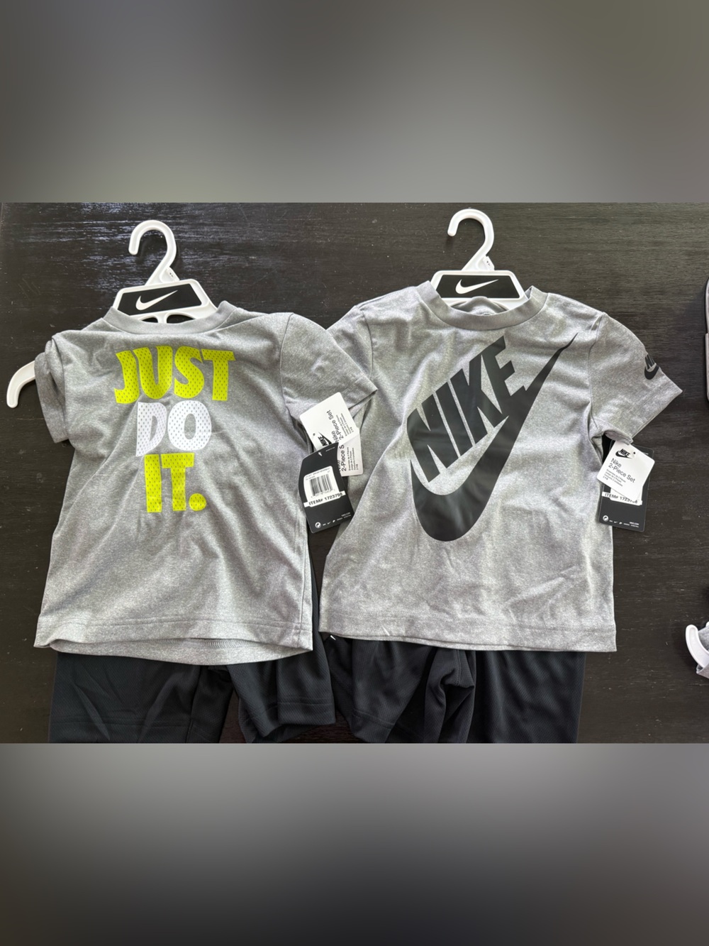 Set of 2 Nike Grey Kids 'Just Do It.' & Swoosh Graphic Tee and Short Sets 4T